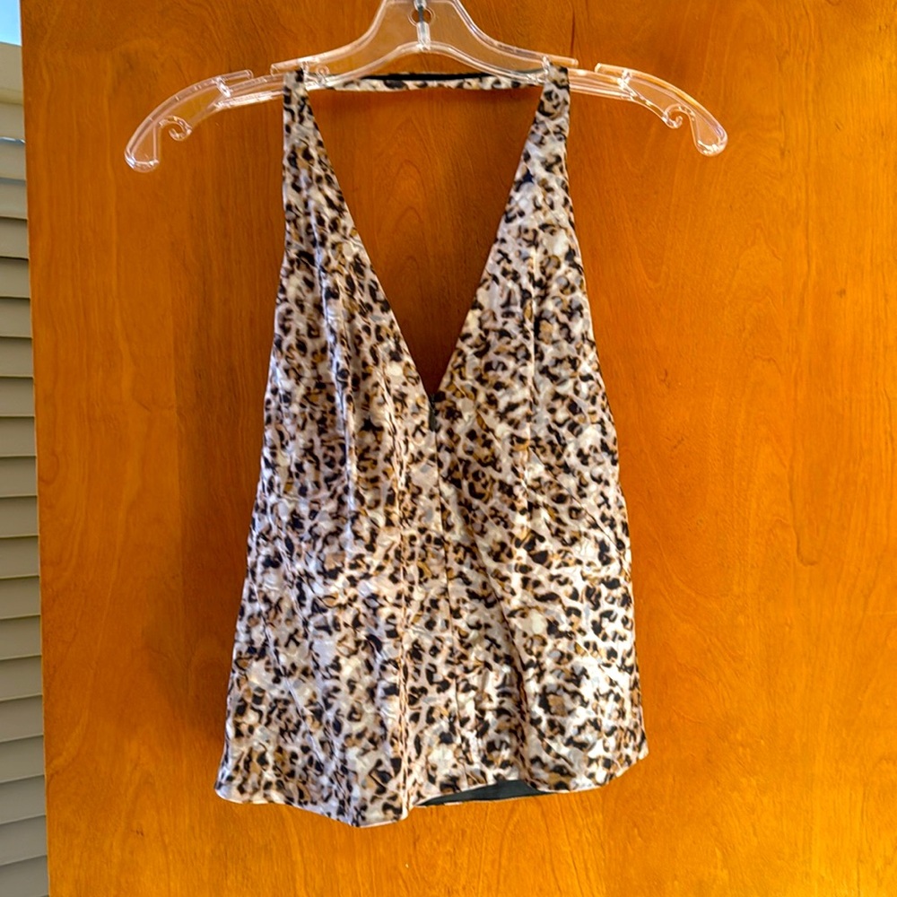Silk backless leopard print top